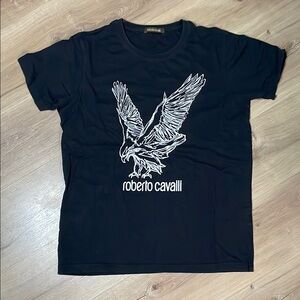 Roberto Cavalli Women’s XL Black Eagle T-Shirt. Great Used Condition. Authentic.